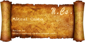 Mátrai Csaba névjegykártya